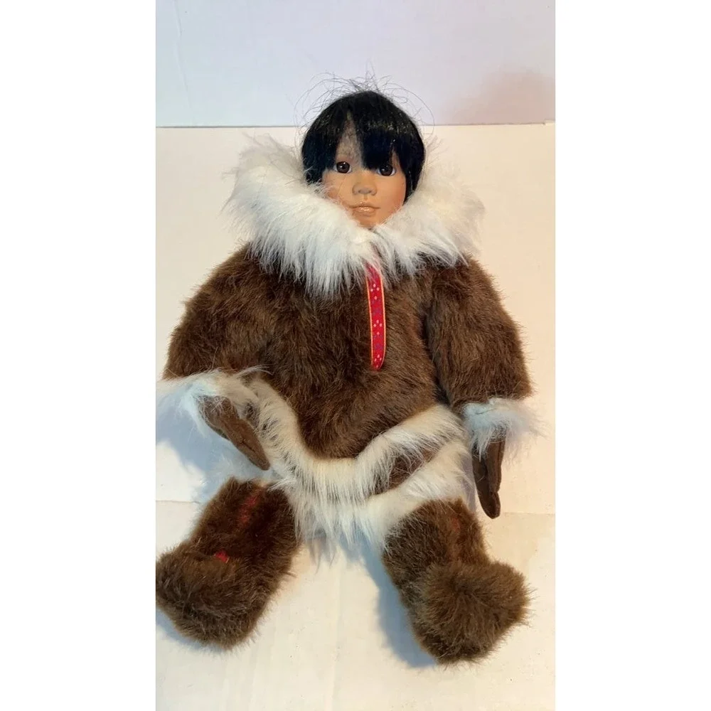 Vintage Inuit Style Doll with Faux Fur Outfit